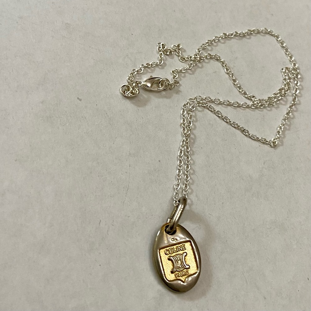 Vintage Celine Silver-Gold Pendant Charm Necklace - Picture 2 of 9